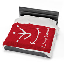 Load image into Gallery viewer, I Jump Instead Plush Blanket - Crimson Red w/ White Logo
