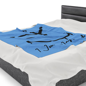 I Jump Instead Plush Blanket - Baby Blue w/ Black Logo