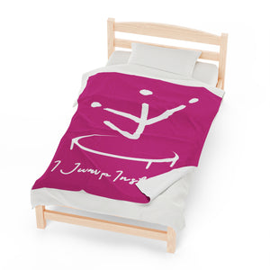 I Jump Instead Plush Blanket - Magenta w/ White Logo