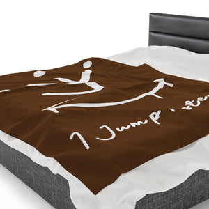 I Jump Instead Plush Blanket - Cocoa Brown w/ White Logo