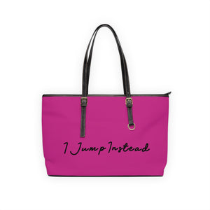 Faux Leather Shoulder Bag - Magenta w/ Black Logo