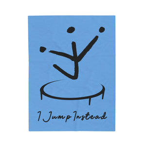 I Jump Instead Plush Blanket - Baby Blue w/ Black Logo