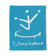 Load image into Gallery viewer, I Jump Instead Plush Blanket - Aquatic Blue w/ White Logo
