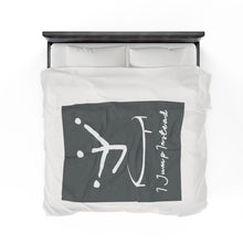 Load image into Gallery viewer, I Jump Instead Plush Blanket - Stormy Grey w/ White Logo
