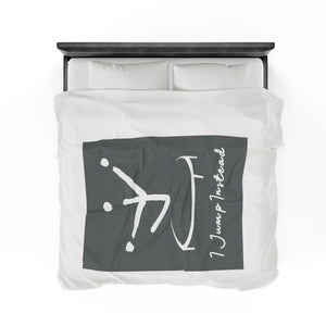 I Jump Instead Plush Blanket - Stormy Grey w/ White Logo