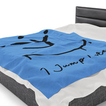 Load image into Gallery viewer, I Jump Instead Plush Blanket - Baby Blue w/ Black Logo
