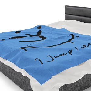 I Jump Instead Plush Blanket - Baby Blue w/ Black Logo