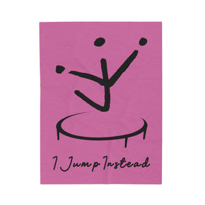 I Jump Instead Plush Blanket - Blush Pink w/ Black Logo