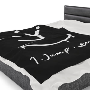 I Jump Instead Plush Blanket - Modern Black w/ White Logo