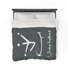 Load image into Gallery viewer, I Jump Instead Plush Blanket - Stormy Grey w/ White Logo
