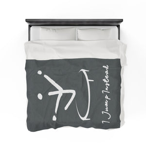 I Jump Instead Plush Blanket - Stormy Grey w/ White Logo