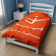 Load image into Gallery viewer, I Jump Instead Plush Blanket - Juicy Orange w/ White Logo
