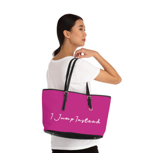 Faux Leather Shoulder Bag - Magenta w/ White Logo