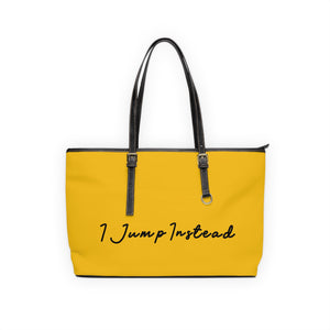 Faux Leather Shoulder Bag - Zesty Lemon w/ Black Logo