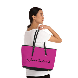 Faux Leather Shoulder Bag - Magenta w/ Black Logo