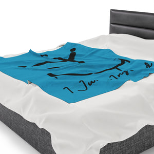 I Jump Instead Plush Blanket - Aquatic Blue w/ Black Logo