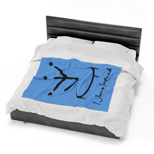 I Jump Instead Plush Blanket - Baby Blue w/ Black Logo