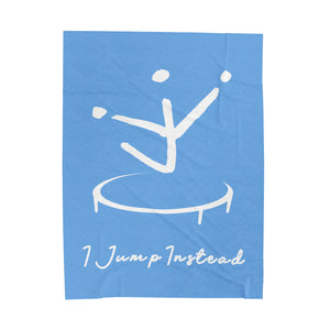 I Jump Instead Plush Blanket - Baby Blue w/ White Logo