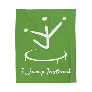 I Jump Instead Plush Blanket - Earthy Green w/ White Logo