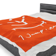 Load image into Gallery viewer, I Jump Instead Plush Blanket - Juicy Orange w/ White Logo
