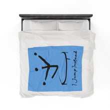 Load image into Gallery viewer, I Jump Instead Plush Blanket - Baby Blue w/ Black Logo
