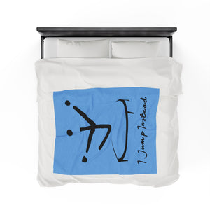 I Jump Instead Plush Blanket - Baby Blue w/ Black Logo