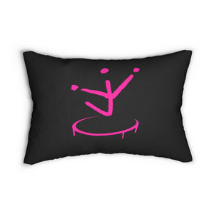 I Jump Instead Lumbar Pillow - Black w/ Pink Logo