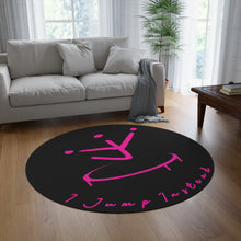 Load image into Gallery viewer, I Jump Instead Round Rug - Modern Black w/ Pink Design
