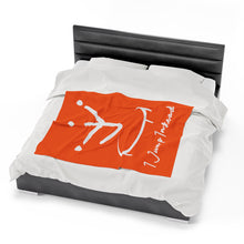 Load image into Gallery viewer, I Jump Instead Plush Blanket - Juicy Orange w/ White Logo
