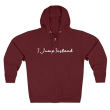 Load image into Gallery viewer, Jump Instead Unisex Full Zip Hoodie - Burgundy
