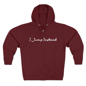 Jump Instead Unisex Full Zip Hoodie - Burgundy