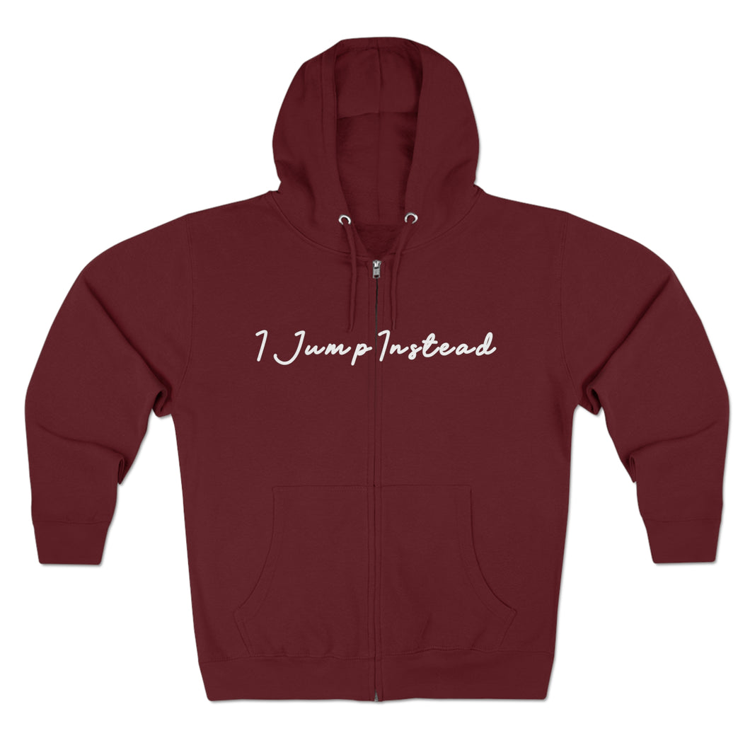 Jump Instead Unisex Full Zip Hoodie - Burgundy