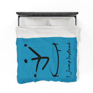 I Jump Instead Plush Blanket - Aquatic Blue w/ Black Logo