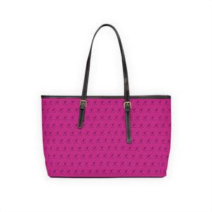 Faux Leather Shoulder Bag - Magenta w/ Black Logo