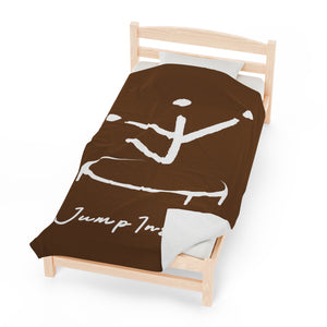 I Jump Instead Plush Blanket - Cocoa Brown w/ White Logo