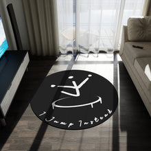 Load image into Gallery viewer, I Jump Instead Round Rug - Modern Black w/ White Logo
