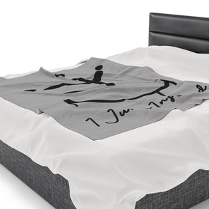 I Jump Instead Plush Blanket - Airy Grey w/ Black Logo