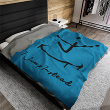 Load image into Gallery viewer, I Jump Instead Plush Blanket - Aquatic Blue w/ Black Logo
