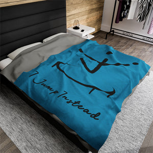 I Jump Instead Plush Blanket - Aquatic Blue w/ Black Logo