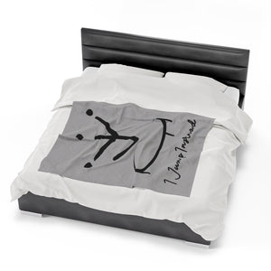 I Jump Instead Plush Blanket - Airy Grey w/ Black Logo