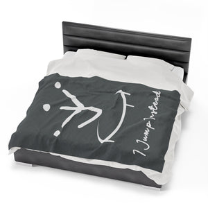 I Jump Instead Plush Blanket - Stormy Grey w/ White Logo