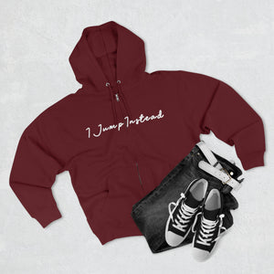 Jump Instead Unisex Full Zip Hoodie - Burgundy