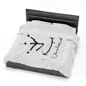 I Jump Instead Plush Blanket - Crispy White w/ Black Logo