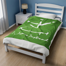 Load image into Gallery viewer, I Jump Instead Plush Blanket - Earthy Green w/ White Logo
