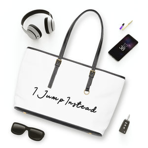 Faux Leather Shoulder Bag - Crispy White w/ Black Logo