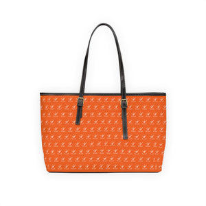 Faux Leather Shoulder Bag - Juicy Orange w/ White Logo