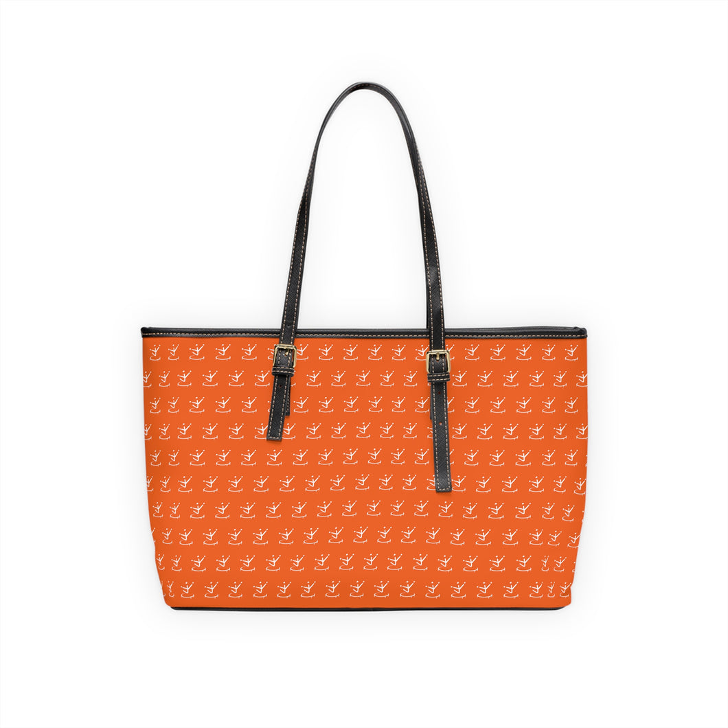 Faux Leather Shoulder Bag - Juicy Orange w/ White Logo