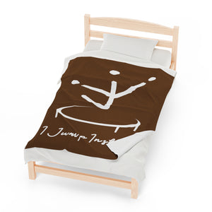 I Jump Instead Plush Blanket - Cocoa Brown w/ White Logo