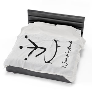 I Jump Instead Plush Blanket - Crispy White w/ Black Logo