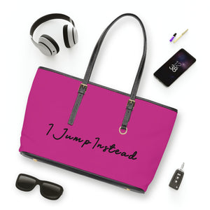 Faux Leather Shoulder Bag - Magenta w/ Black Logo